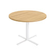Round Dining Table – Golden Oak – White – Water-Resistant, Farmhouse Style, Seats 4