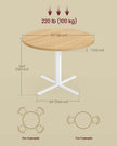 Round Dining Table – Golden Oak – White – Water-Resistant, Farmhouse Style, Seats 4