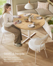 Round Dining Table – Golden Oak – White – Water-Resistant, Farmhouse Style, Seats 4