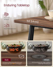Dining Table – Natural Walnut and Ink Black – Seats 4-6 People – Heat-Resistant Surface, Quick Assembly, 75 x 140 x 75 cm