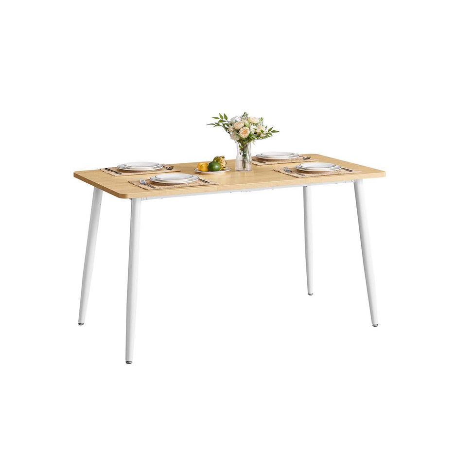 Dining Table – Engineered Wood – Golden Oak and Cloud White – Seats 4-6 with Heat-Resistant Surface