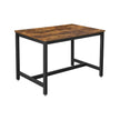 Dining Table – Metal Frame – Rustic Brown – Heavy Duty, Seats 4