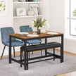 Dining Table – Metal Frame – Rustic Brown – Heavy Duty, Seats 4