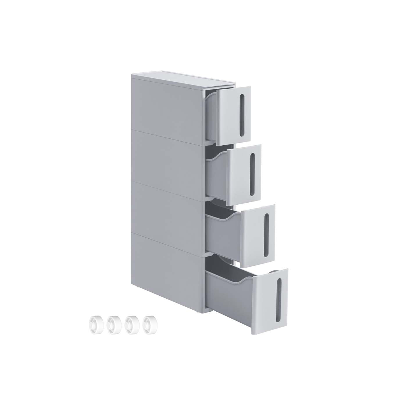 Rolling Storage Cart – Plastic – Grey – 4 Drawer Design on Wheels