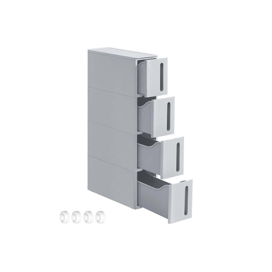 Rolling Storage Cart – Plastic – Grey – 4 Drawer Design on Wheels