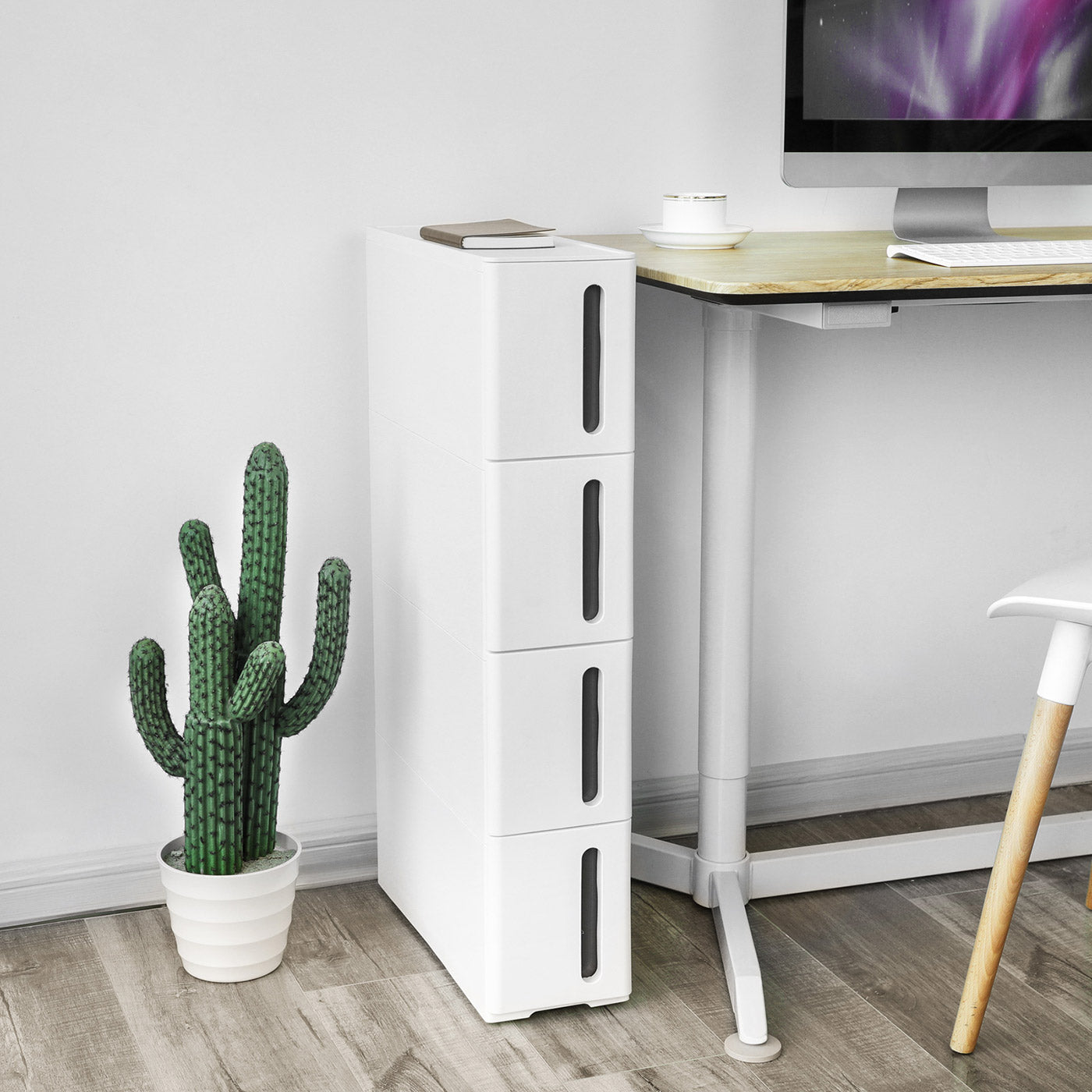 4-Drawer Storage Cart – Plastic – White – Rolling and Space Saving Design