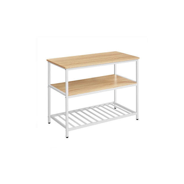 Bakers Rack – Steel and Wood – Rustic Brown and White – Large Worktop, Easy Assembly