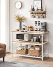 Bakers Rack – Steel and Wood – Rustic Brown and White – Large Worktop, Easy Assembly