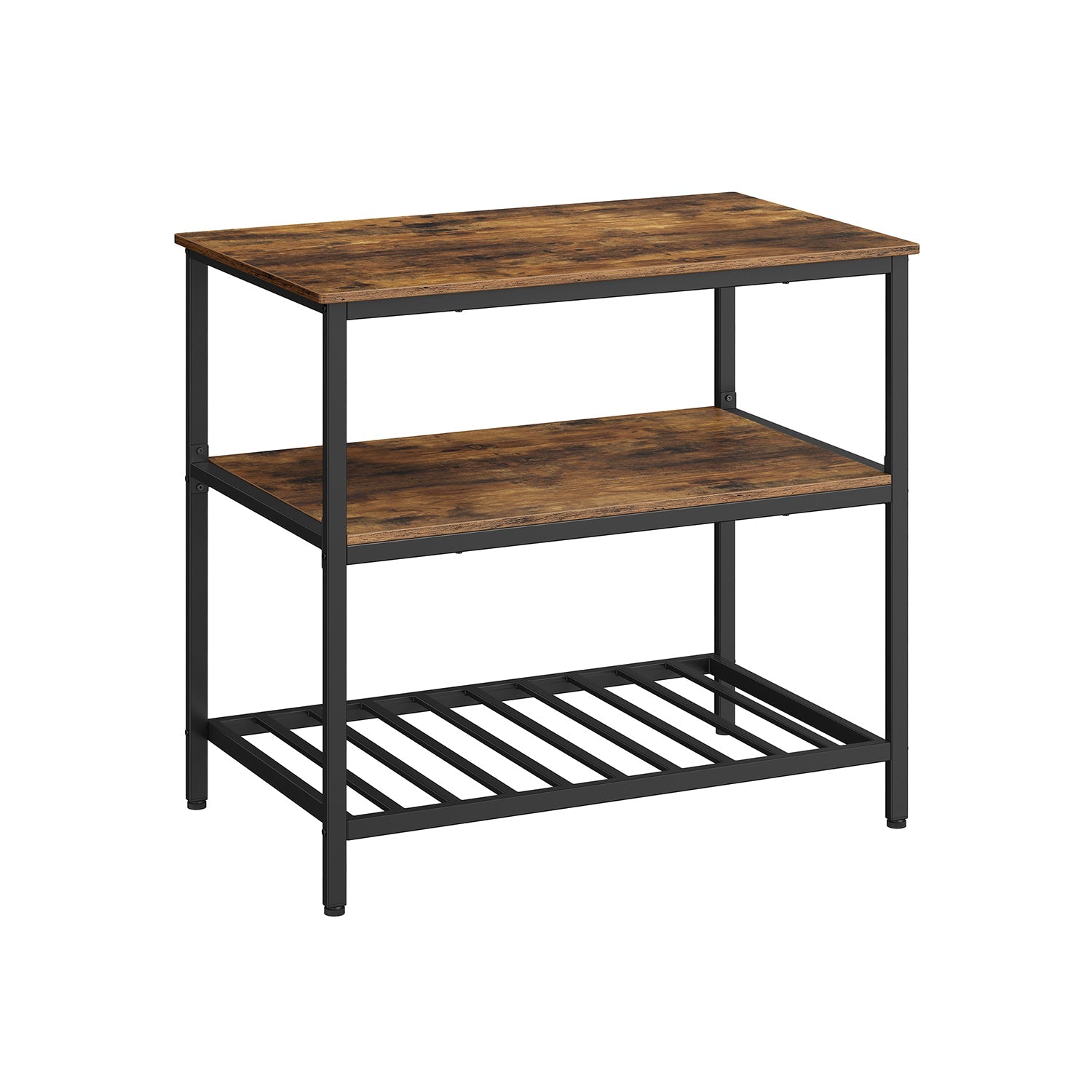 Kitchen Island – Steel – Industrial Gray – 3-Tier Design with Worktop