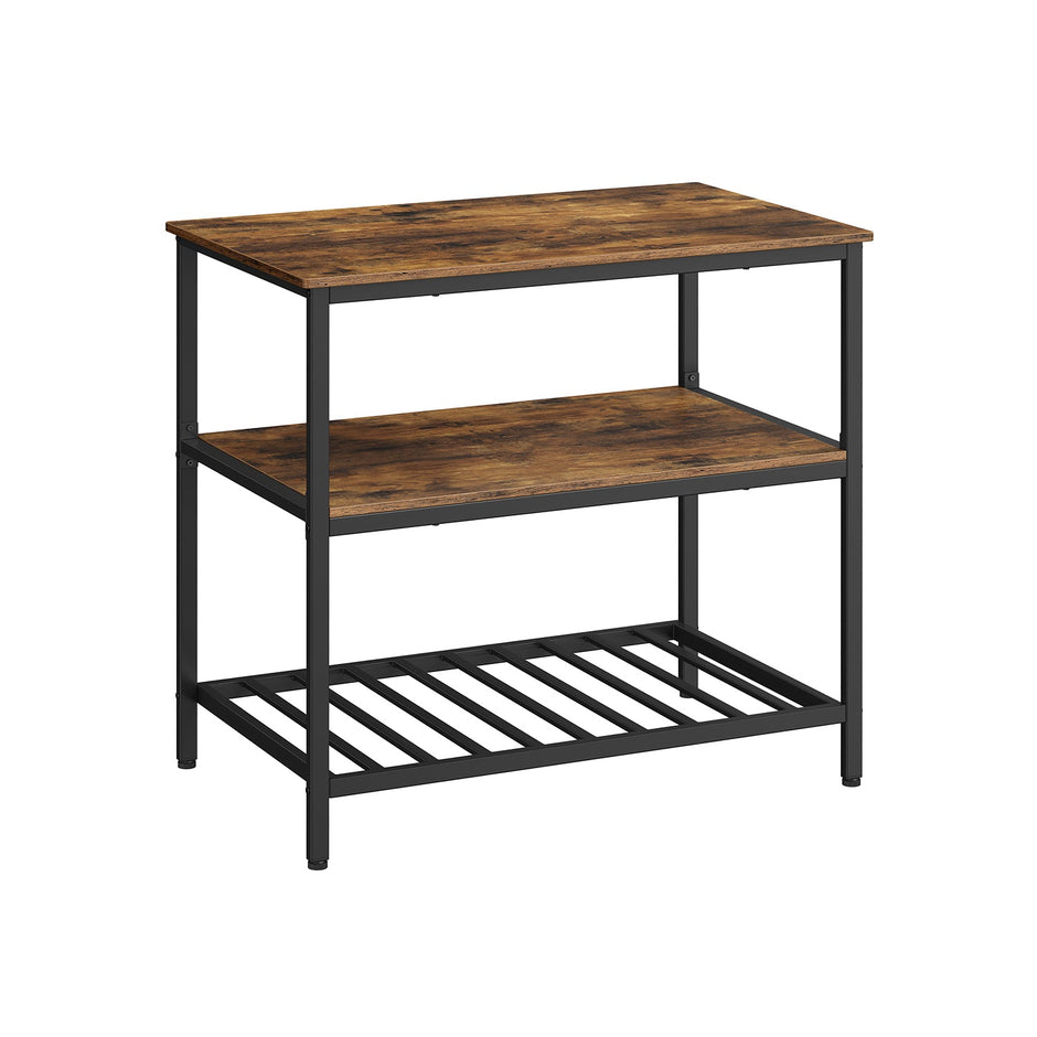 Kitchen Island – Steel – Industrial Gray – 3-Tier Design with Worktop