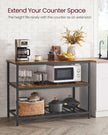 Kitchen Island – Steel – Rustic Brown and Black – Large Worktop with 3 Shelves