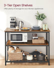 Kitchen Island – Steel – Rustic Brown and Black – Large Worktop with 3 Shelves