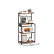 Kitchen Bakers Rack – Engineered Wood – Rustic Brown and Ink Black – 4-Tier with Power Outlet and Adjustable Shelf