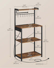 Kitchen Bakers Rack – Engineered Wood – Rustic Brown and Ink Black – 4-Tier with Power Outlet and Adjustable Shelf