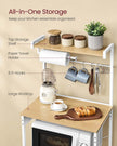 Bakers Rack – Engineered Wood – Golden Oak and Matte White – 4-Tier with Power Outlet and Adjustable Shelf