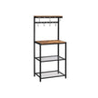 Kitchen Baker's Rack – Metal – Rustic Brown and Black – Storage Shelves with Hooks
