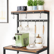 Kitchen Baker's Rack – Metal – Rustic Brown and Black – Storage Shelves with Hooks
