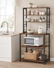 Kitchen Storage Rack – Steel – Heather Greige and Ink Black – 6 Shelves and 6 Hooks