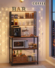 Kitchen Storage Rack – Steel – Heather Greige and Ink Black – 6 Shelves and 6 Hooks