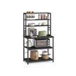 Kitchen Storage Rack – Steel – Charcoal Grey and Ink Black – 6 Shelves and 6 Hooks