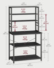 Kitchen Storage Rack – Steel – Charcoal Grey and Ink Black – 6 Shelves and 6 Hooks