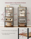 Kitchen Storage Rack – Steel – Heather Greige and Ink Black – 6 Shelves and 6 Hooks