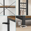 Kitchen Storage Unit – Metal and Wood – Rustic Brown – 6-Tier Design with Hooks