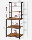 Kitchen Storage Rack – Steel – Heather Greige and Ink Black – 6 Shelves and 6 Hooks