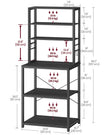Kitchen Storage Rack – Steel – Charcoal Grey and Ink Black – 6 Shelves and 6 Hooks
