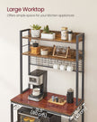 Kitchen Storage Rack – Steel – Rustic Brown and Ink Black – Featuring Power Outlet and 14 Hooks