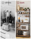 Kitchen Storage Rack – Steel – Rustic Brown and Ink Black – Featuring Power Outlet and 14 Hooks