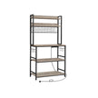 Kitchen Storage Rack – Steel – Greige and Ink Black – with Power Outlet and 14 Hooks
