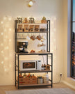 Kitchen Storage Rack – Steel – Greige and Ink Black – with Power Outlet and 14 Hooks