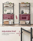 Kitchen Storage Rack – Steel – Greige and Ink Black – with Power Outlet and 14 Hooks