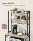 Kitchen Storage Rack – Steel – Greige and Ink Black – with Power Outlet and 14 Hooks