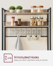 Kitchen Storage Rack – Steel – Greige and Ink Black – with Power Outlet and 14 Hooks