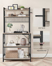 Kitchen Storage Rack – Steel – Greige and Ink Black – with Power Outlet and 14 Hooks