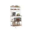 Kitchen Storage Rack – Steel Frame – Rustic Walnut and White – Power Outlet and 14 Hooks