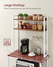 Kitchen Storage Rack – Steel Frame – Rustic Walnut and White – Power Outlet and 14 Hooks