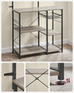 Baker's Rack – Metal and Wood – Greige and Black – Multi-functional Kitchen Storage with Wire Basket and S-Hooks