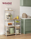 Kitchen Baker's Rack – Metal and Wood – Greige and Black – Includes Wire Basket and 6 S-Hooks