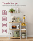 Kitchen Baker's Rack – Metal and Wood – Greige and Black – Includes Wire Basket and 6 S-Hooks
