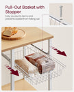 Kitchen Baker's Rack – Metal and Wood – Greige and Black – Includes Wire Basket and 6 S-Hooks