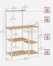 Kitchen Baker's Rack – Metal and Wood – Greige and Black – Includes Wire Basket and 6 S-Hooks