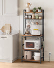 Kitchen Storage Rack – Steel – Rustic Brown and Ink Black – Features Power Outlet and Hooks