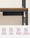 Kitchen Storage Rack – Steel – Rustic Brown and Ink Black – Features Power Outlet and Hooks