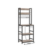 Kitchen Storage Rack – Steel – Rustic Brown and Ink Black – Features Power Outlet and Hooks