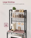 Kitchen Storage Rack – Steel – Rustic Brown and Ink Black – Features Power Outlet and Hooks