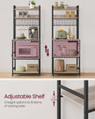 Kitchen Storage Rack – Steel – Rustic Brown and Ink Black – Features Power Outlet and Hooks