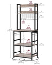 Kitchen Storage Rack – Steel – Rustic Brown and Ink Black – Features Power Outlet and Hooks